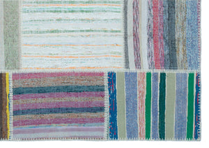Striped Over Dyed Kilim Patchwork Unique Rug 5'3'' x 7'5'' ft 160 x 225 cm