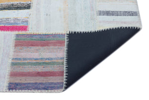 Striped Over Dyed Kilim Patchwork Unique Rug 5'3'' x 7'7'' ft 160 x 230 cm