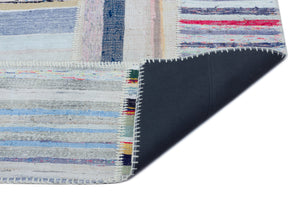 Striped Over Dyed Kilim Patchwork Unique Rug 5'3'' x 7'5'' ft 160 x 225 cm