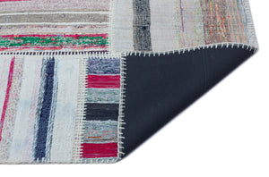 Striped Over Dyed Kilim Patchwork Unique Rug 5'3'' x 7'7'' ft 160 x 230 cm