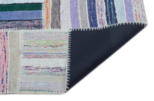 Striped Over Dyed Kilim Patchwork Unique Rug 5'3'' x 7'4'' ft 160 x 224 cm