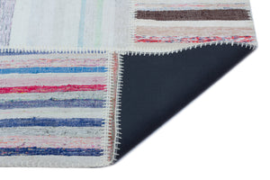 Striped Over Dyed Kilim Patchwork Unique Rug 5'3'' x 7'3'' ft 160 x 222 cm