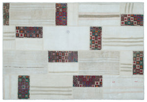 Mixed Over Dyed Kilim Patchwork Unique Rug 5'3'' x 7'8'' ft 160 x 233 cm