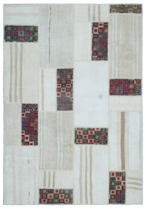 Mixed Over Dyed Kilim Patchwork Unique Rug 5'3'' x 7'8'' ft 160 x 233 cm