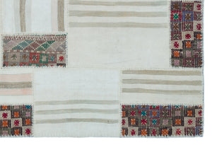 Mixed Over Dyed Kilim Patchwork Unique Rug 5'3'' x 7'9'' ft 160 x 235 cm