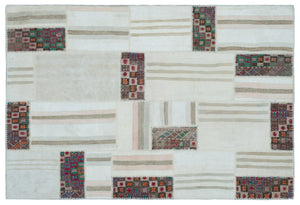 Mixed Over Dyed Kilim Patchwork Unique Rug 5'3'' x 7'9'' ft 160 x 235 cm
