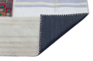 Mixed Over Dyed Kilim Patchwork Unique Rug 5'3'' x 7'8'' ft 160 x 233 cm