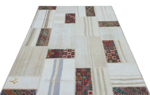 Mixed Over Dyed Kilim Patchwork Unique Rug 5'3'' x 7'8'' ft 160 x 233 cm