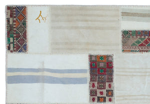 Mixed Over Dyed Kilim Patchwork Unique Rug 5'3'' x 7'8'' ft 160 x 233 cm