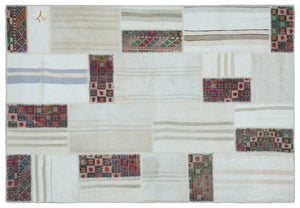 Mixed Over Dyed Kilim Patchwork Unique Rug 5'3'' x 7'8'' ft 160 x 233 cm