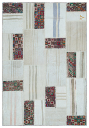 Mixed Over Dyed Kilim Patchwork Unique Rug 5'3'' x 7'8'' ft 160 x 233 cm