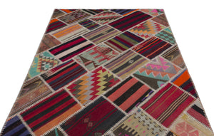Naturel Over Dyed Kilim Patchwork Unique Rug 5'1'' x 7'9'' ft 155 x 237 cm