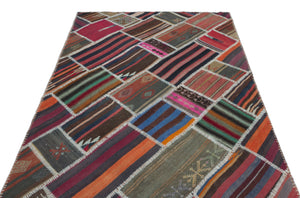 Naturel Over Dyed Kilim Patchwork Unique Rug 4'11'' x 7'10'' ft 150 x 238 cm