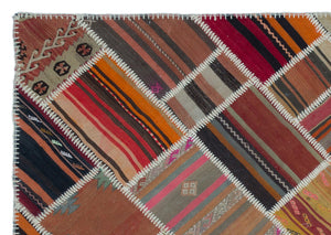 Naturel Over Dyed Kilim Patchwork Unique Rug 5'2'' x 7'5'' ft 158 x 227 cm