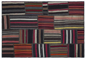 Naturel Over Dyed Kilim Patchwork Unique Rug 5'1'' x 7'8'' ft 156 x 233 cm