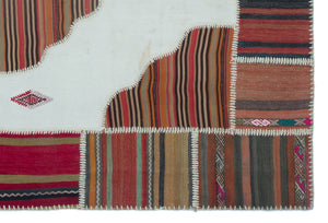 Naturel Over Dyed Kilim Patchwork Unique Rug 5'1'' x 7'7'' ft 155 x 232 cm