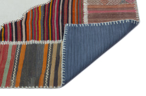 Naturel Over Dyed Kilim Patchwork Unique Rug 5'3'' x 7'5'' ft 161 x 227 cm