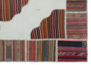 Naturel Over Dyed Kilim Patchwork Unique Rug 5'3'' x 7'5'' ft 161 x 227 cm
