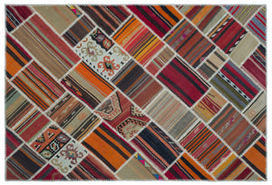 Naturel Over Dyed Kilim Patchwork Unique Rug 5'3'' x 7'10'' ft 160 x 238 cm
