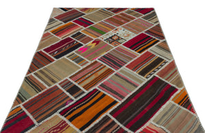 Naturel Over Dyed Kilim Patchwork Unique Rug 5'1'' x 7'8'' ft 156 x 234 cm