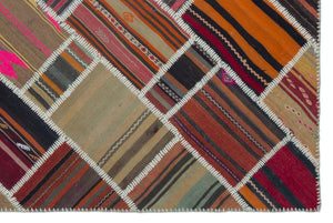 Naturel Over Dyed Kilim Patchwork Unique Rug 5'1'' x 7'8'' ft 156 x 234 cm