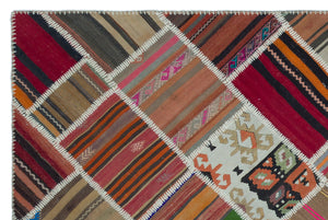 Naturel Over Dyed Kilim Patchwork Unique Rug 5'1'' x 7'8'' ft 156 x 234 cm