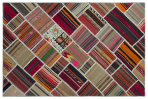 Naturel Over Dyed Kilim Patchwork Unique Rug 5'1'' x 7'8'' ft 156 x 234 cm