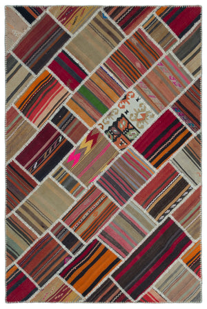 Naturel Over Dyed Kilim Patchwork Unique Rug 5'1'' x 7'8'' ft 156 x 234 cm