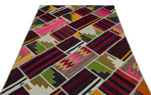 Naturel Over Dyed Kilim Patchwork Unique Rug 5'3'' x 7'10'' ft 160 x 240 cm