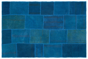 Mixed Over Dyed Kilim Patchwork Unique Rug 5'1'' x 7'7'' ft 155 x 230 cm