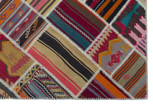Naturel Over Dyed Kilim Patchwork Unique Rug 5'2'' x 7'7'' ft 157 x 230 cm