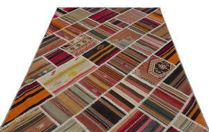 Naturel Over Dyed Kilim Patchwork Unique Rug 5'3'' x 7'9'' ft 160 x 235 cm
