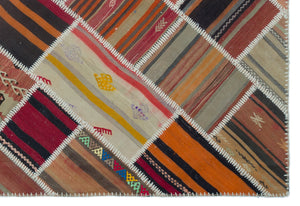 Naturel Over Dyed Kilim Patchwork Unique Rug 5'3'' x 7'9'' ft 160 x 235 cm