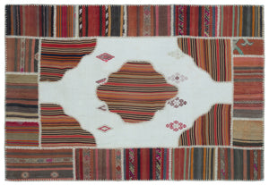 Naturel Over Dyed Kilim Patchwork Unique Rug 5'2'' x 7'5'' ft 157 x 226 cm