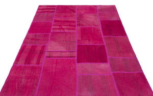 Mixed Over Dyed Kilim Patchwork Unique Rug 5'4'' x 7'7'' ft 163 x 231 cm