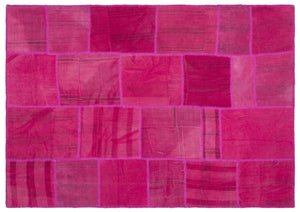 Mixed Over Dyed Kilim Patchwork Unique Rug 5'4'' x 7'7'' ft 163 x 231 cm