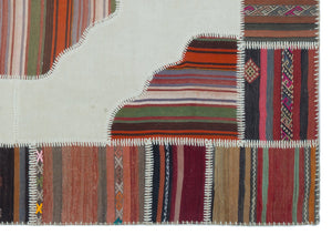 Naturel Over Dyed Kilim Patchwork Unique Rug 5'4'' x 7'6'' ft 162 x 228 cm