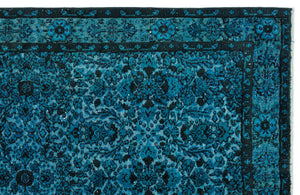 Turquoise Over Dyed Carved Rug 5'7'' x 9'3'' ft 170 x 281 cm