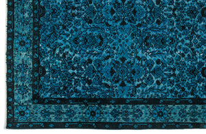 Turquoise Over Dyed Carved Rug 5'7'' x 9'3'' ft 170 x 281 cm