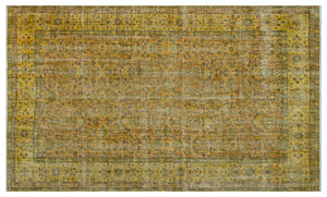 Yellow Over Dyed Vintage Rug 5'4'' x 9'1'' ft 162 x 278 cm