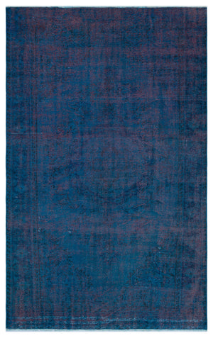 Blue Over Dyed Vintage Rug 5'5'' x 8'10'' ft 166 x 270 cm