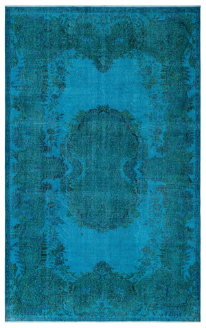 Turquoise Over Dyed Vintage Rug 5'12'' x 9'8'' ft 182 x 294 cm