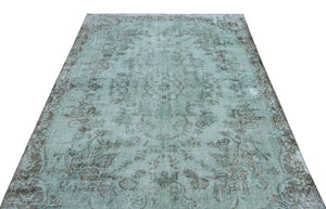 Turquoise Over Dyed Vintage Rug 5'3'' x 8'6'' ft 161 x 260 cm