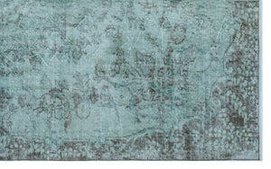 Turquoise Over Dyed Vintage Rug 5'3'' x 8'6'' ft 161 x 260 cm