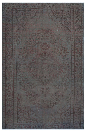 Gray Over Dyed Vintage Rug 5'7'' x 8'8'' ft 170 x 264 cm