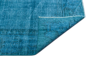 Turquoise  Over Dyed Vintage Rug 5'1'' x 8'4'' ft 154 x 253 cm