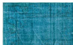 Turquoise  Over Dyed Vintage Rug 5'1'' x 8'4'' ft 154 x 253 cm
