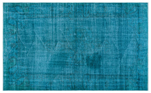 Turquoise  Over Dyed Vintage Rug 5'1'' x 8'4'' ft 154 x 253 cm