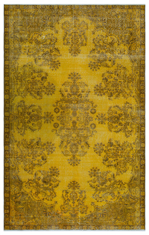 Yellow Over Dyed Vintage Rug 6'4'' x 10'1'' ft 193 x 308 cm