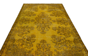 Yellow Over Dyed Vintage Rug 6'4'' x 10'1'' ft 193 x 308 cm